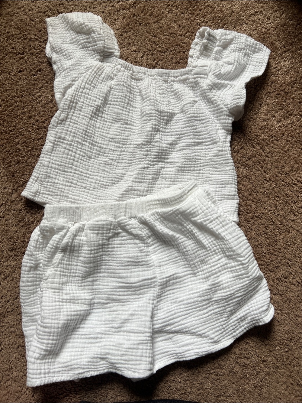 Stitch Fix Girls White Flutter Two-Piece Set - Top & Shorts